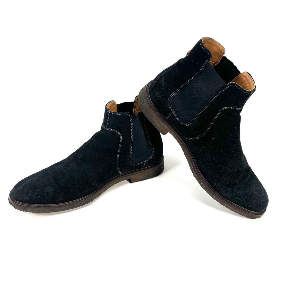 Johnston & Murphy Men's Chelsea Style Boot Size 9.5 Black Suede, MSRP $198